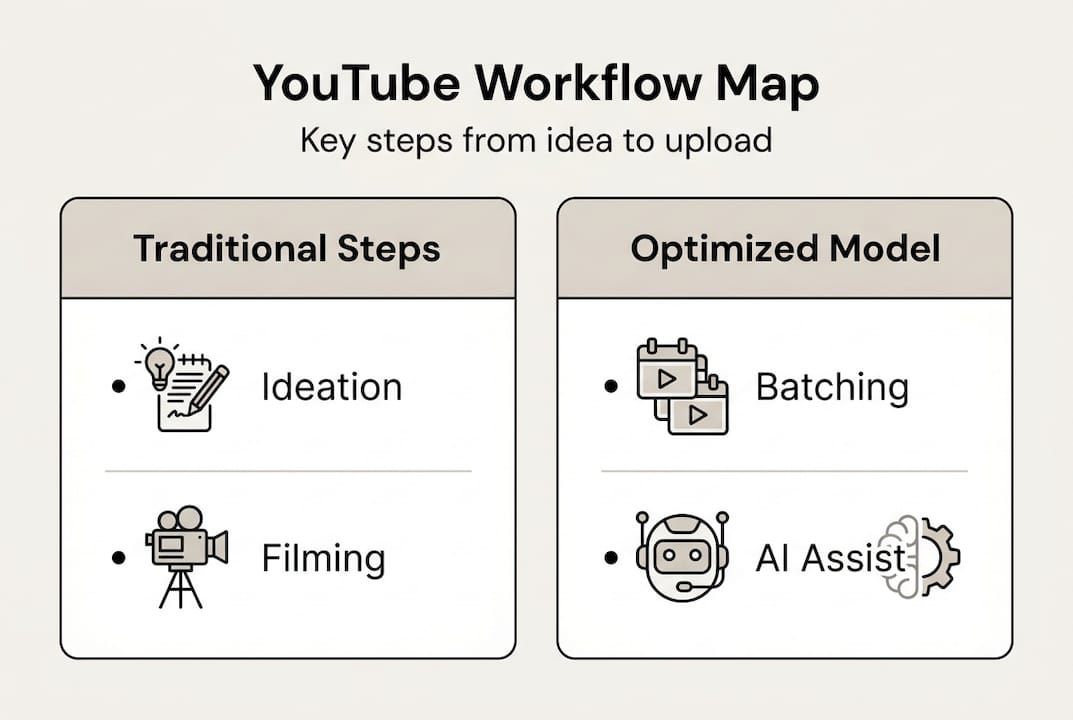 Infographic comparing YouTube workflow models