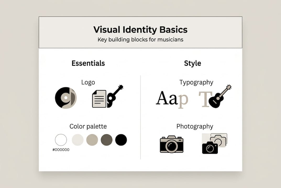 Infographic of key musician visual identity elements