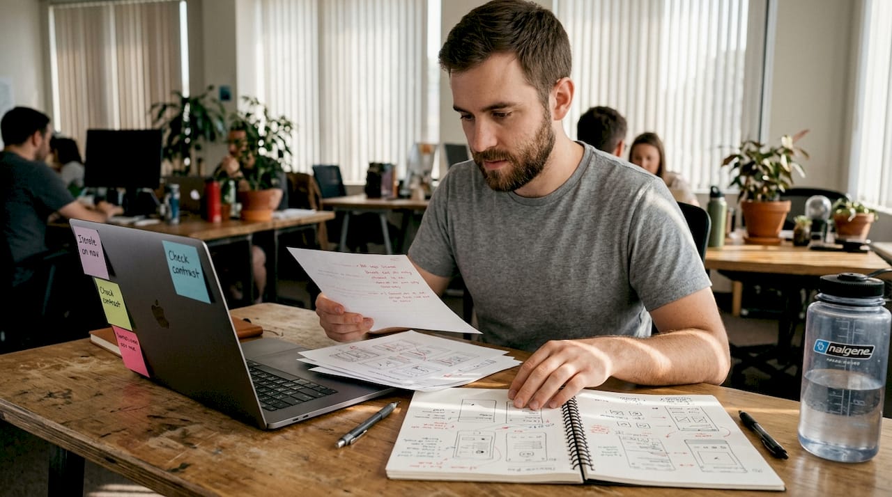 Designer revising creative prototypes with feedback