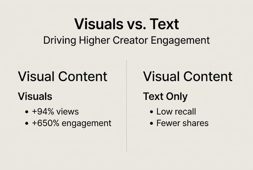 Infographic comparing visuals with text for engagement