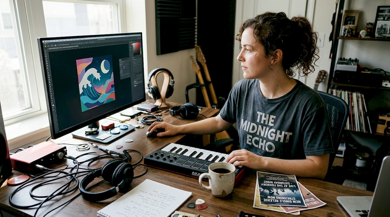 Musician updating album promo visuals