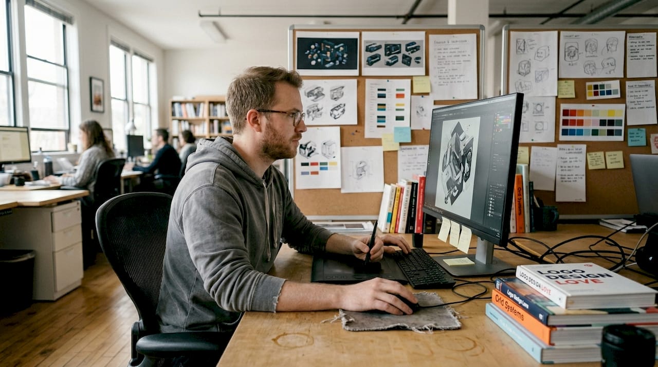 Designer editing digital visual artwork