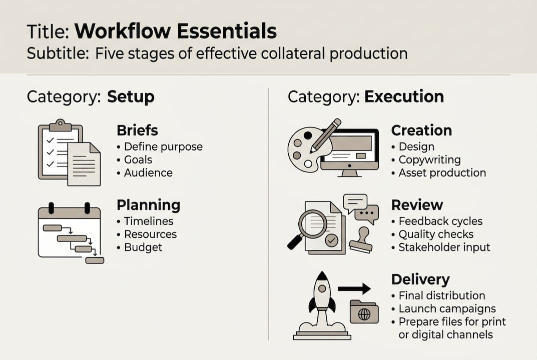 Infographic showing five collateral workflow stages
