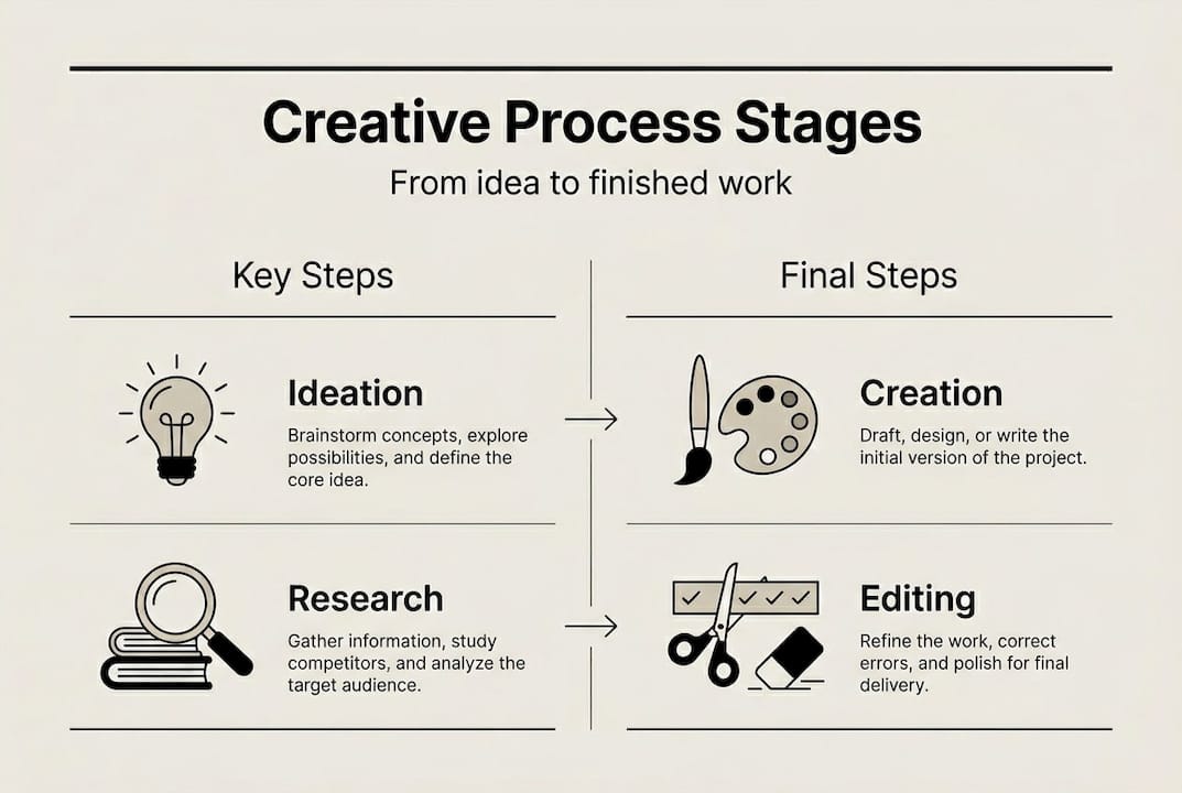 Infographic showing creative process key stages