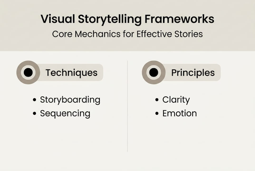 Infographic outlining visual storytelling frameworks
