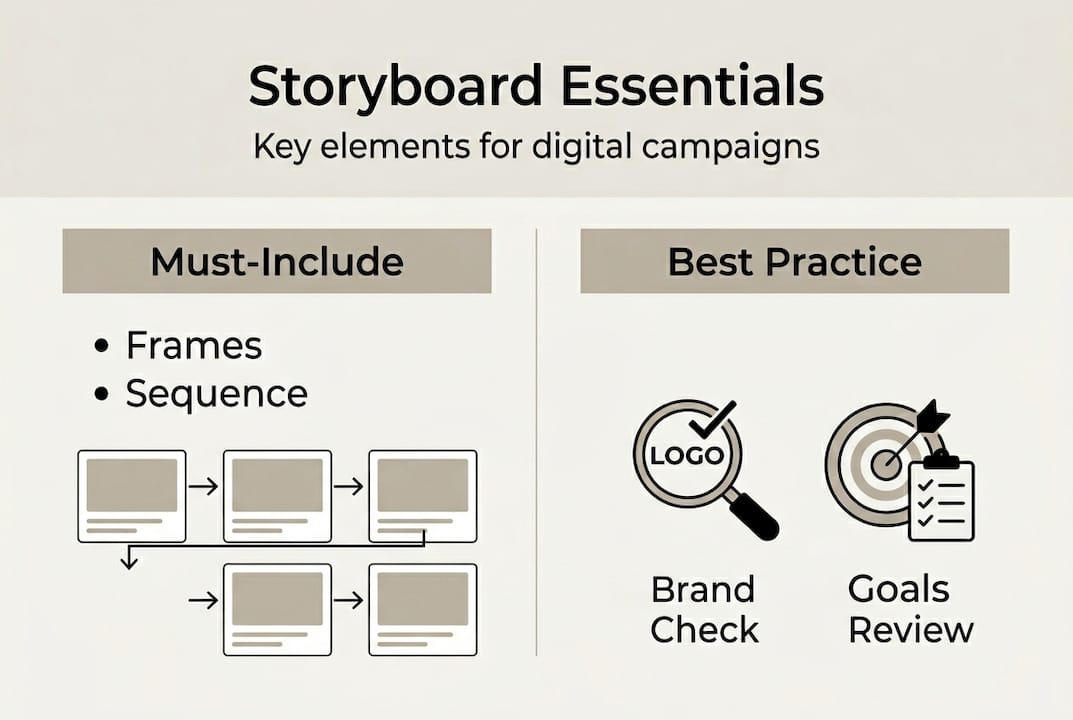 Infographic outlining storyboard essentials and best practices