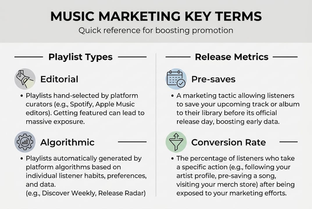 Infographic of core music promotion terms