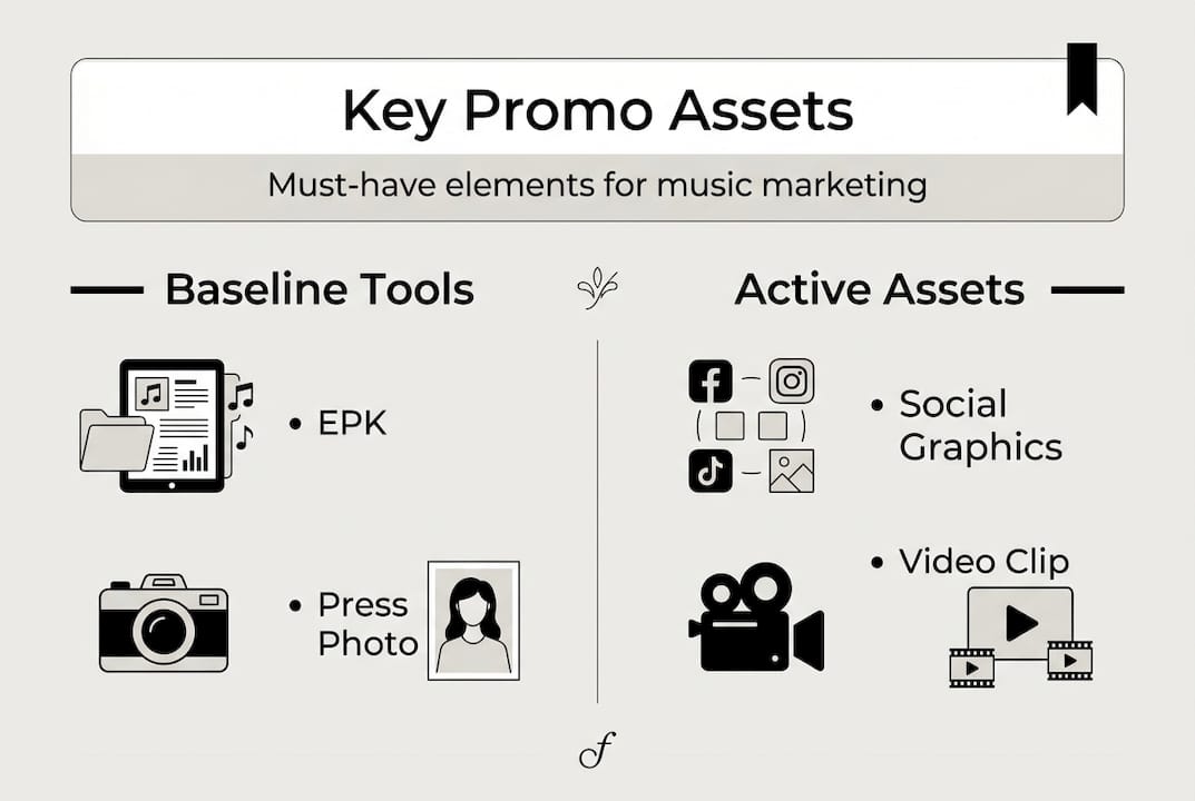 Infographic listing music promo asset essentials