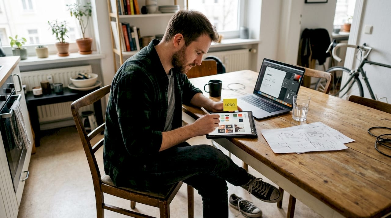 Designer creating musician brand mood board