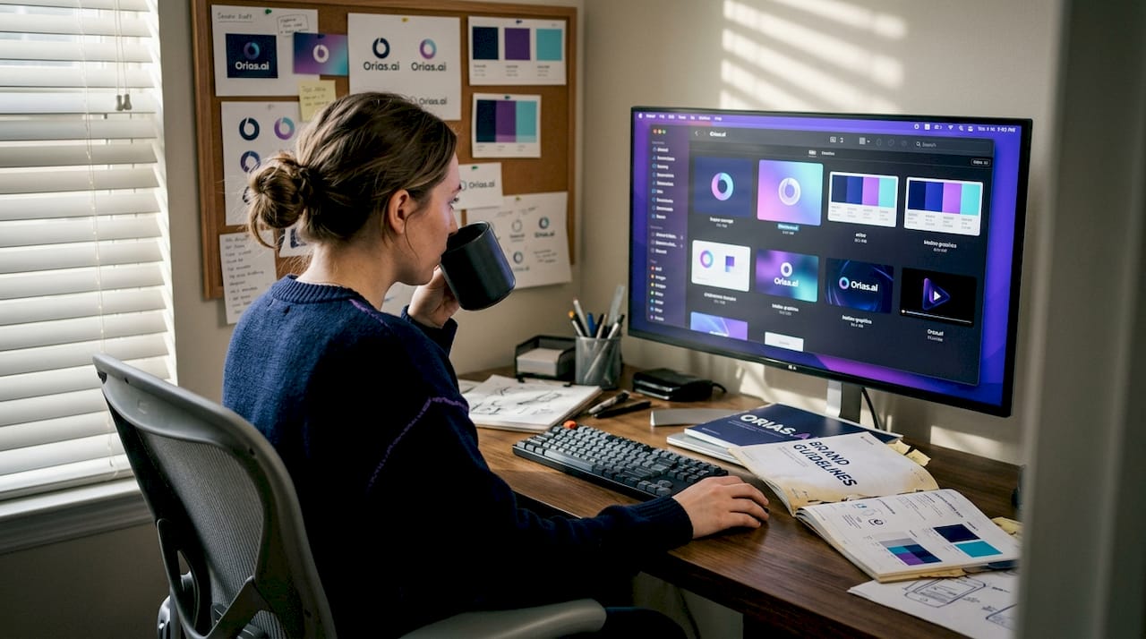 Designer reviewing digital brand asset folder