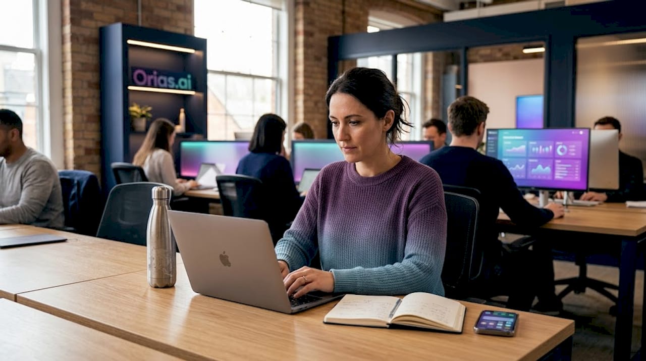 Content creator working in coworking office