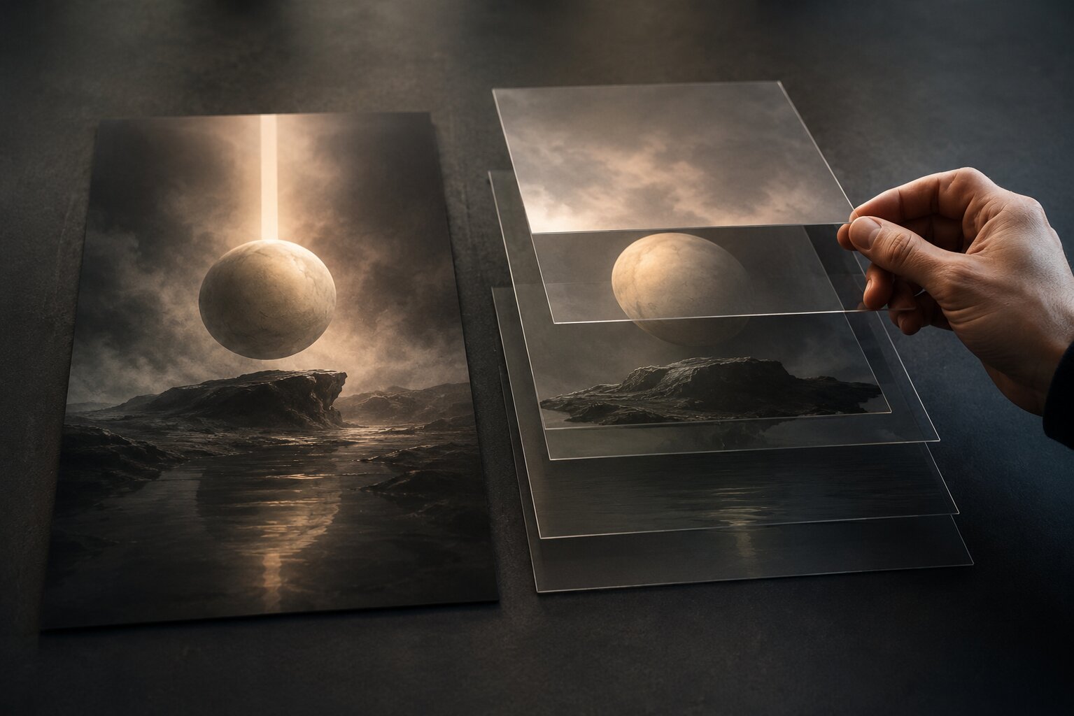 AI still visual separated into motion-ready layers for future animation and video use