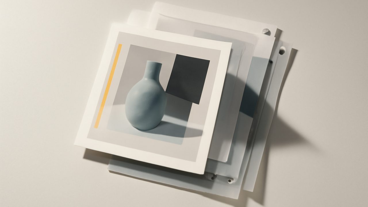 Layered campaign proofs revealing controlled style changes around one stable composition