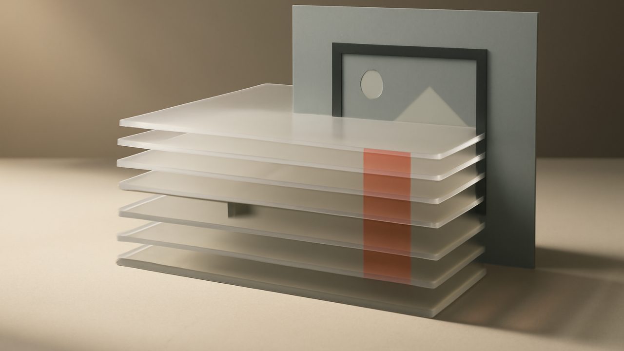 Acrylic reveal stack transforming a video concept into a finished campaign frame