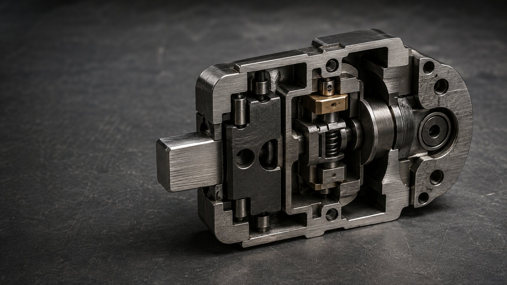 A cutaway industrial locking mechanism reveals several distinct protection stages inside one secure enclosure, representing the difference between vague security symbolism and visible, explainable controls.