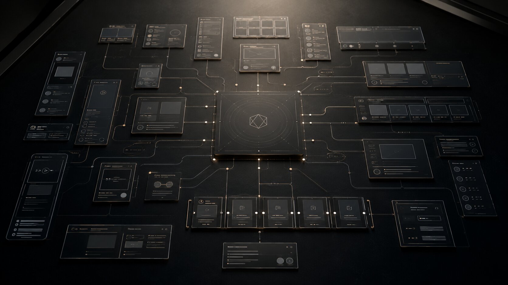 AI-assisted workflow showing captions, visual directions, and campaign asset variations