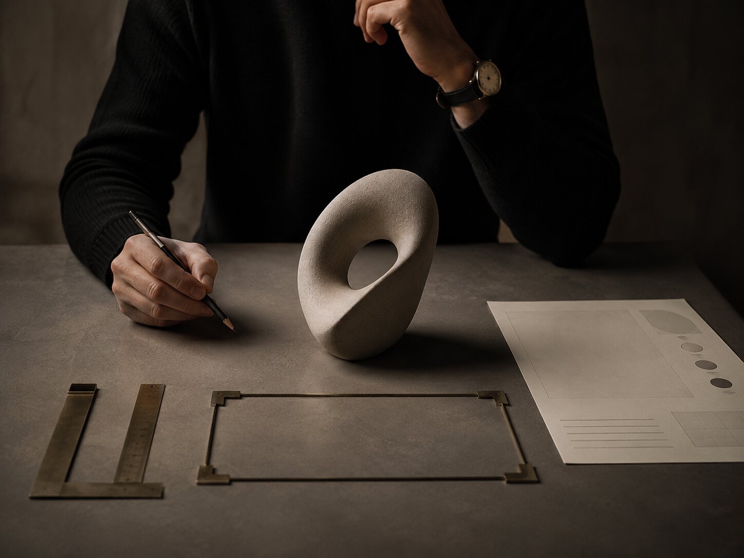 Creator defining the emotional direction of a visual system before choosing the final style