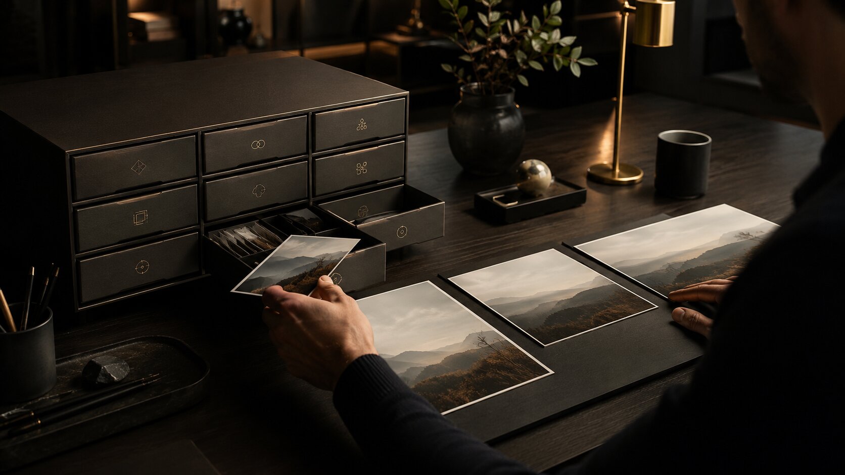 Creator organizing reusable AI-assisted creative assets into a long-term evergreen content system