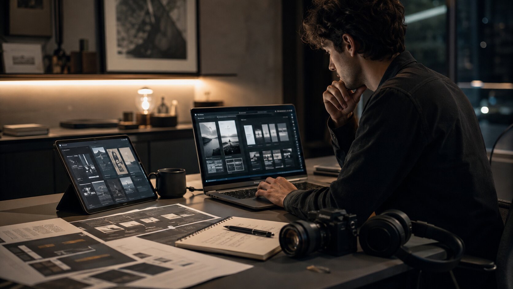 Creator planning an AI-assisted content series across visual assets and social formats