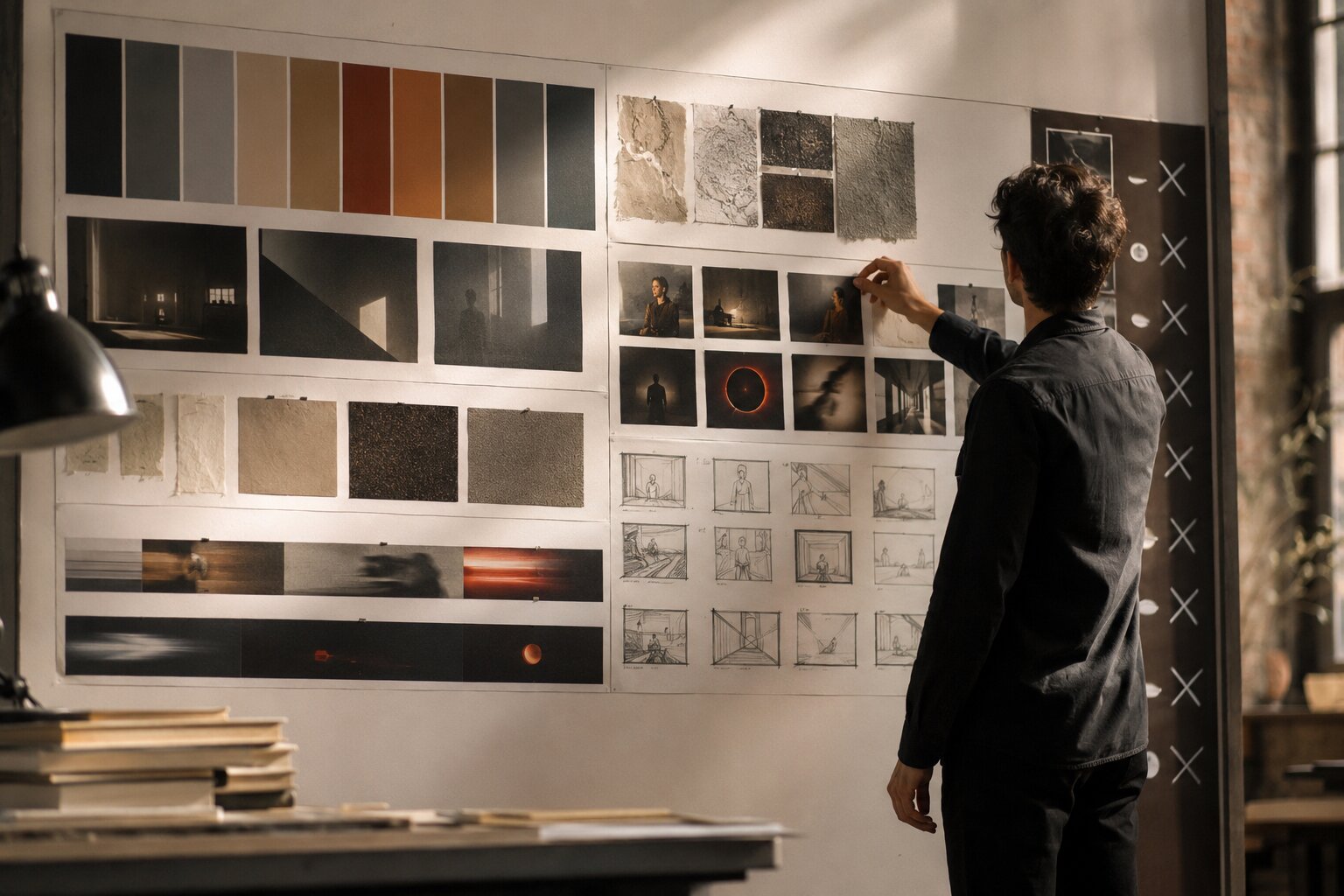 Creative direction board turning mood references into visual rules for asset design