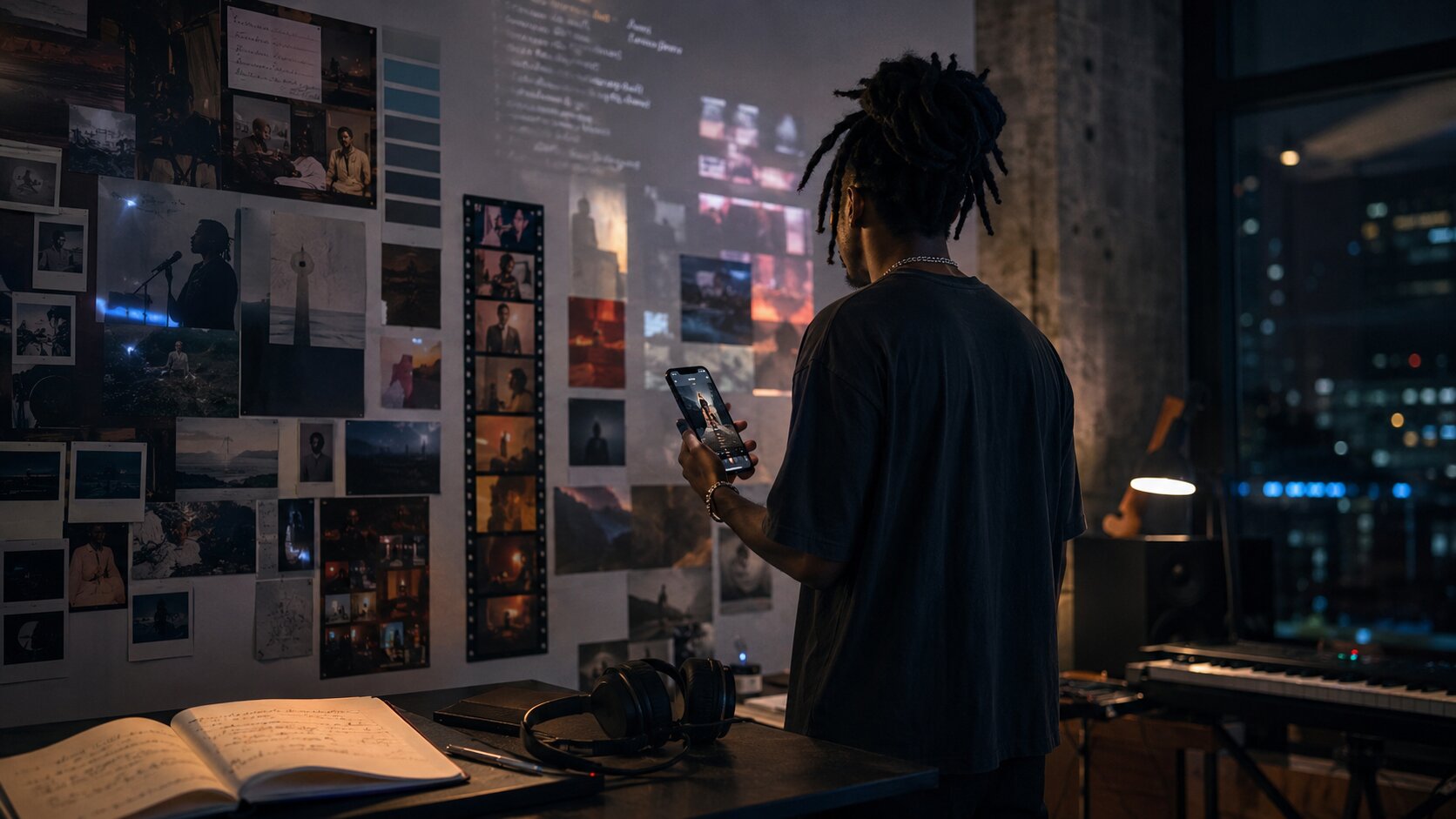 Musician creating short-form video content for TikTok and Instagram Reels