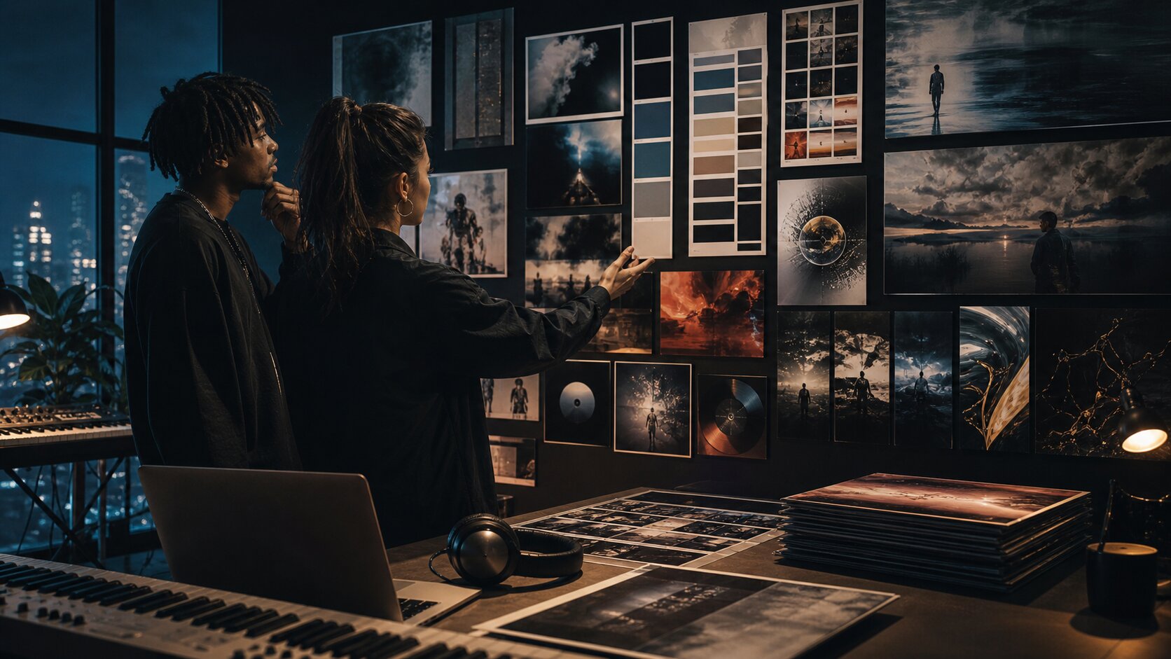 AI visual identity moodboard for a music project