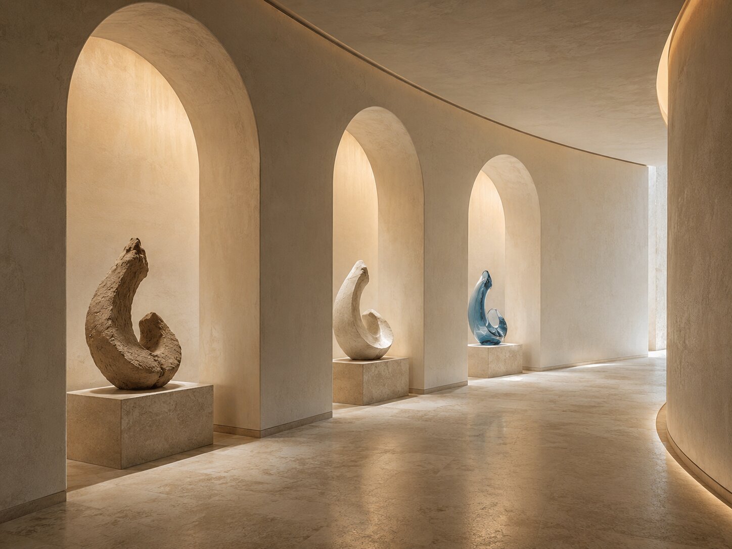 A quiet archive corridor showing separate creative version paths preserved without clutter