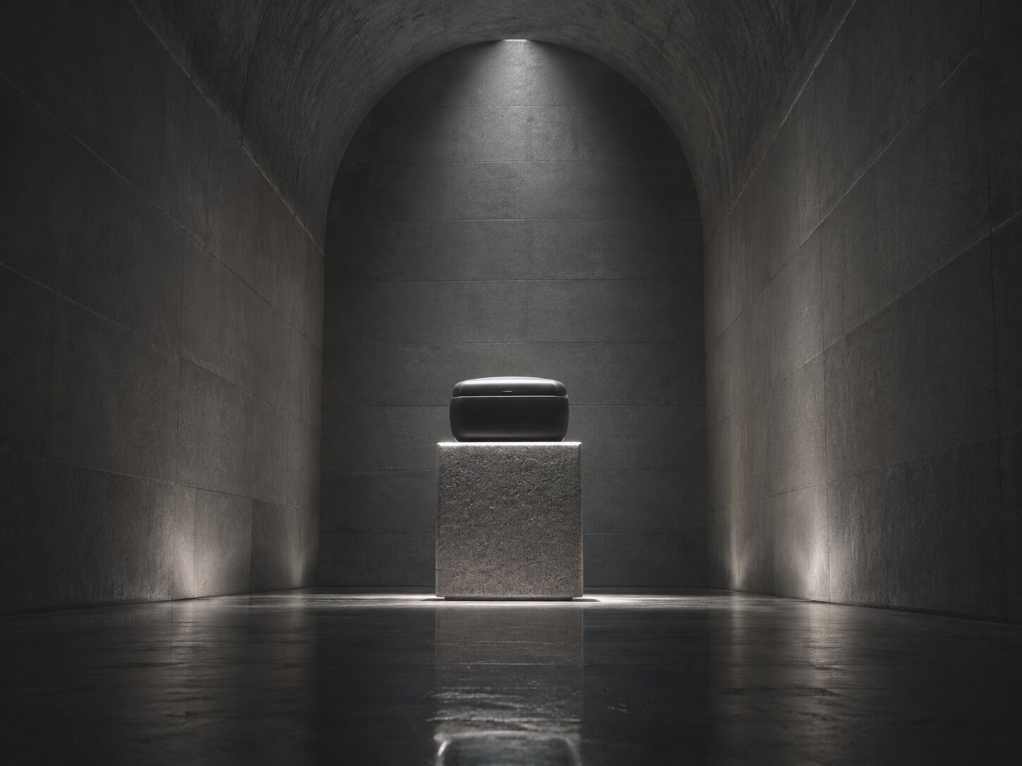 A quiet architectural evidence vault representing proof before creative asset production