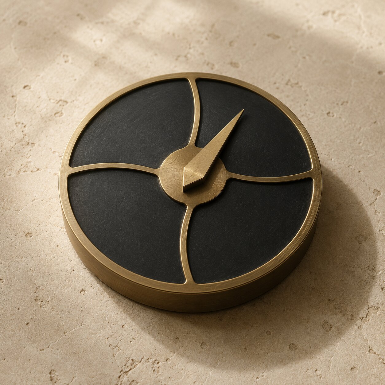 A single sculptural compass object showing a launch story moving from curiosity to action