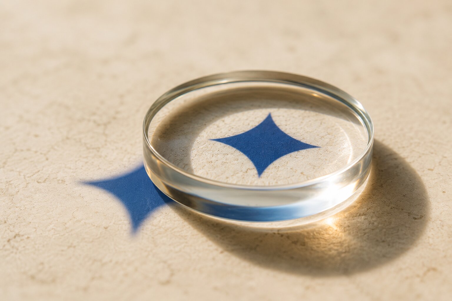 A single glass lens making a visual asset clearer for search discovery