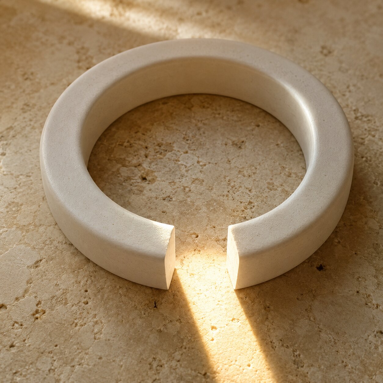 A single sculptural ring with one missing segment representing campaign asset gaps before production
