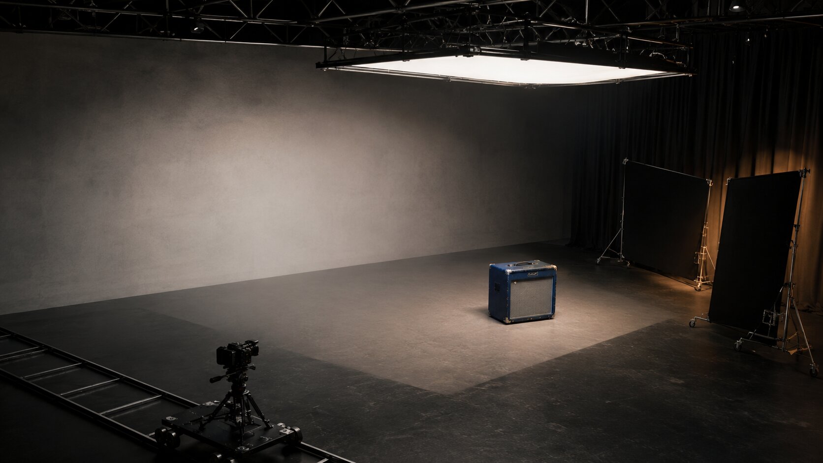 An empty production set is arranged around one hero subject with space reserved for several crops, showing that thumbnails should be planned during content creation.