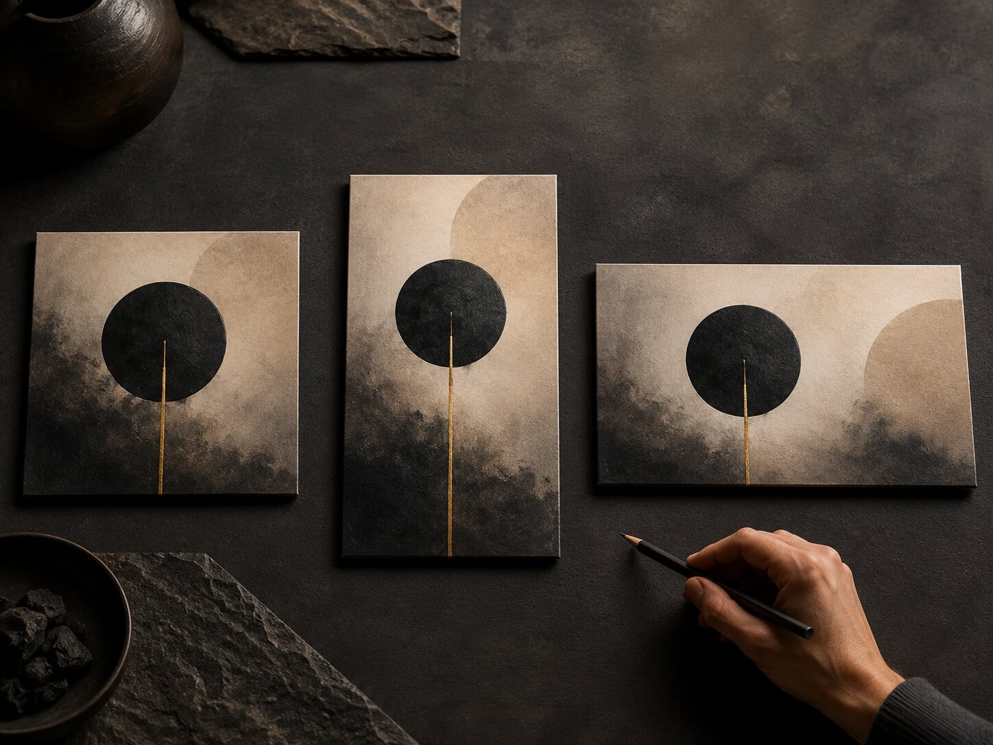 Consistent visual hierarchy adapted across multiple creative content formats