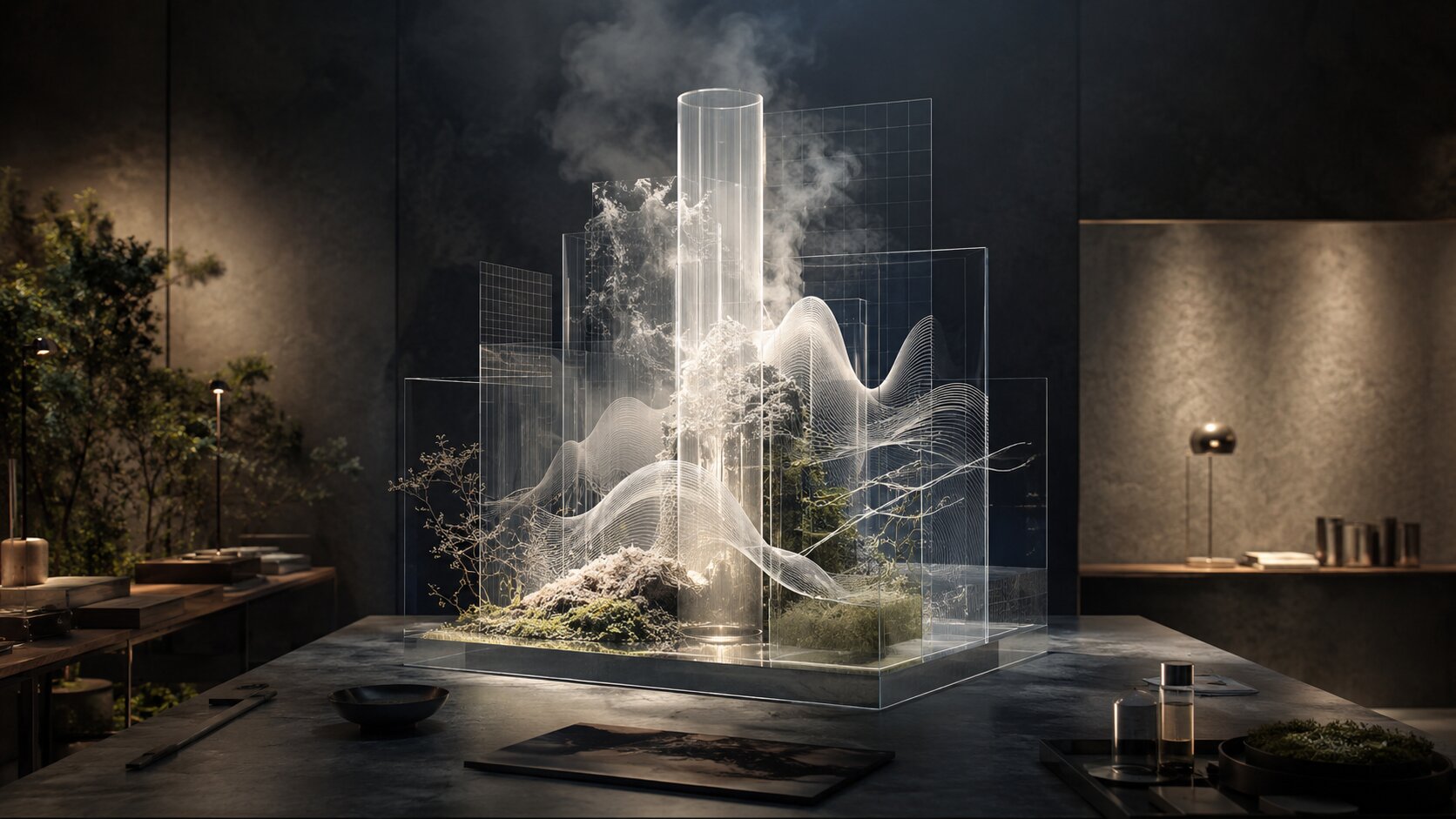 Abstract visual metaphor system for a brand created with AI